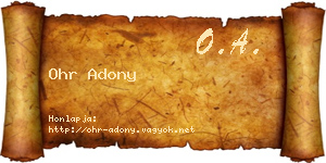 Ohr Adony névjegykártya